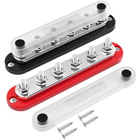 300A Bus Bar 12V Marine 3/8 "كتلة توزيع الطاقة مع غطاء، 12 فولت بطارية بسبار إيجابية وسالبة لأسلاك القوارب الشمسية للسيارات (حزمة من 2) in Kuwait