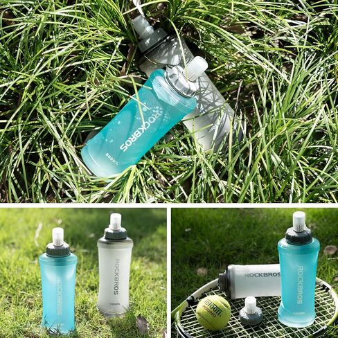 ROCKBROS 18oz/500ml Soft Flask Water Bottle Running Water Bottle with Travel Bite Valve Drinking Design for Camping Hiking Cycling,Lightweight,Leak-Proof, Foldable,Portable Blue in Saudi Arabia