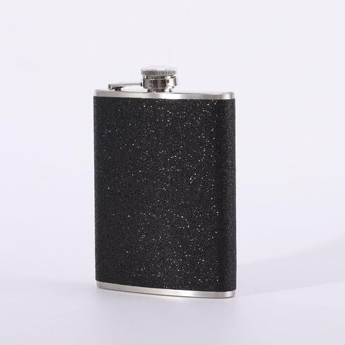 1 PC 8 oz Portable Stainless Steel Leather Flask - Unisex Multi-Functional Flask for Outdoor Activities, Travel, Camping, Parties - Perfect for Alcohol and Beverages (3.74 * 5.51 Inch) Black in Saudi Arabia