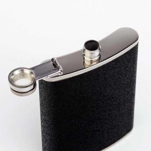 1 PC 8 oz Portable Stainless Steel Leather Flask - Unisex Multi-Functional Flask for Outdoor Activities, Travel, Camping, Parties - Perfect for Alcohol and Beverages (3.74 * 5.51 Inch) Black in Saudi Arabia