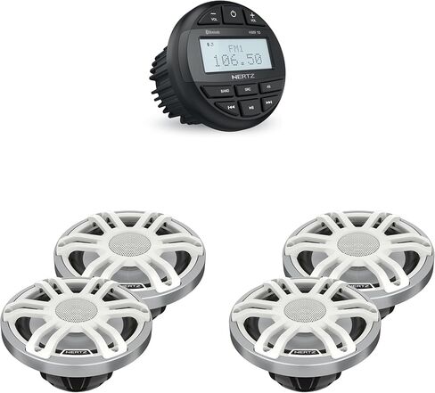 HERTZ Marine Audio System HMX 6.5" (2 Pair) RGB LED Speakers with HMR-10 Bluetooth Receiver – Complete Boat Stereo Upgrade in Saudi Arabia