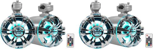 Rockville WB65KLED 600W Peak/300W RMS Marine Wakeboard Tower Speakers Pair, 6.5", Built-in LED Lights, 360 Degree Swivel, Waterproof, 4 Ohm, for Boats, Jeeps, and ATVs, 4-Piece in Saudi Arabia