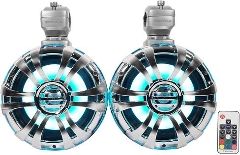 Rockville WB65KLED 600W Peak/300W RMS Marine Wakeboard Tower Speakers Pair, 6.5", Built-in LED Lights, 360 Degree Swivel, Waterproof, 4 Ohm, for Boats, Jeeps, and ATVs, 4-Piece in Saudi Arabia