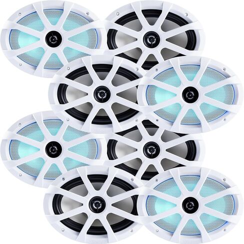 سماعات Memphis 6x9 LED البحرية المحورية - 4 أزواج (8 وحدات) - حزمة كبيرة من OEM MXA69L مع شبكات بيضاء in Saudi Arabia