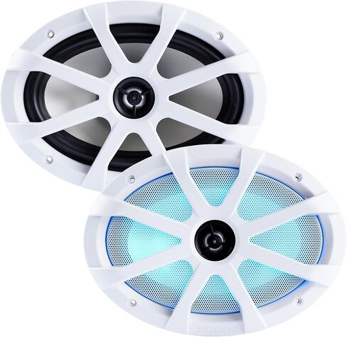 سماعات Memphis 6x9 LED البحرية المحورية - زوج واحد (وحدتان) - حزمة كبيرة من OEM MXA69L مع شبكات بيضاء in Saudi Arabia