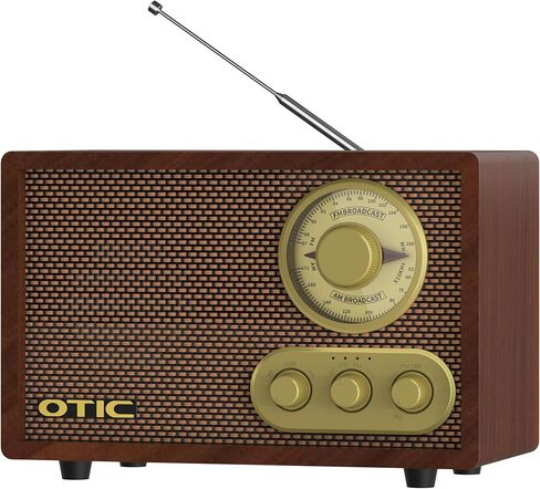 راديو بلوتوث خشبي قديم من OTIC مع مكبرات صوت مدمجة، راديو AM/FM بتصميم أنيق وعتيق، تحكم في الجير والتريبل، بث لاسلكي، هدية ديكور منزلي للمكتب، المطبخ، هدايا يوم الشهر in Kuwait