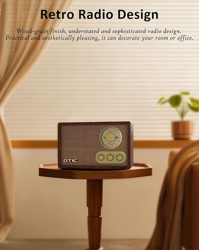 راديو بلوتوث خشبي قديم من OTIC مع مكبرات صوت مدمجة، راديو AM/FM بتصميم أنيق وعتيق، تحكم في الجير والتريبل، بث لاسلكي، هدية ديكور منزلي للمكتب، المطبخ، هدايا يوم الشهر in Kuwait