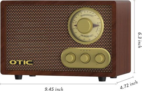 راديو بلوتوث خشبي قديم من OTIC مع مكبرات صوت مدمجة، راديو AM/FM بتصميم أنيق وعتيق، تحكم في الجير والتريبل، بث لاسلكي، هدية ديكور منزلي للمكتب، المطبخ، هدايا يوم الشهر in Kuwait