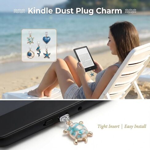 YOJO Dust Plug Charms للقارئ الإلكتروني، مقابس منفذ شحن USB-C اللطيفة من النوع C، واقيات المنافذ الجمالية، هدية تقنية لمحبي الكتب والقراء والطلاب والنساء والرجال in Kuwait
