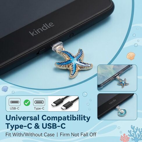 YOJO Dust Plug Charms للقارئ الإلكتروني، مقابس منفذ شحن USB-C اللطيفة من النوع C، واقيات المنافذ الجمالية، هدية تقنية لمحبي الكتب والقراء والطلاب والنساء والرجال in Kuwait