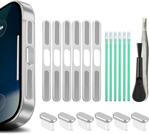 غطاء قابس غبار لمنفذ USB C، 6 عبوات من غطاء قابس منفذ شحن من النوع C مع غطاء غبار مكبر صوت ملحقات الهاتف لهاتف iPhone 17 Pro Max غطاء حماية من الغبار (برتقالي، لـ 17 Pro Max) in Kuwait