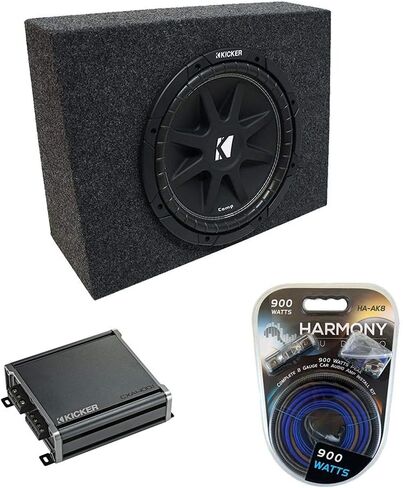 KICKER 43C124-N Bundle Universal Regular Standard Cab Truck Comp C12 Single 12" Sub Box Enclosure & CXA400.1 Amp in Saudi Arabia