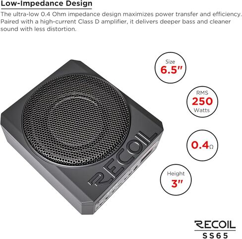 RECOIL SS65 Ultra-Thin 6.5" Active Under Seat Car Subwoofer VB Bass DSP, Built-in Amplifier for Cars, Trucks, SUVs in Saudi Arabia
