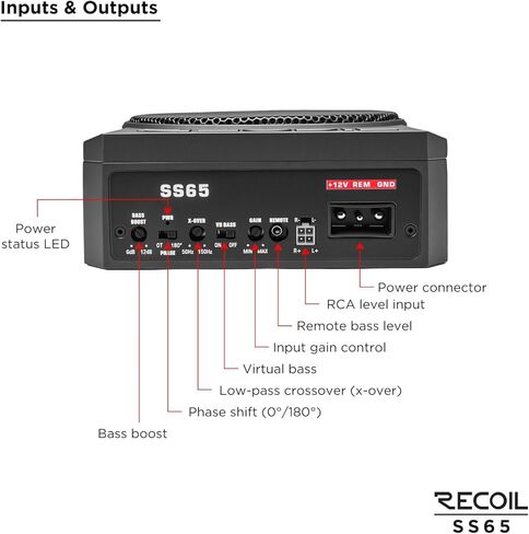RECOIL SS65 Ultra-Thin 6.5" Active Under Seat Car Subwoofer VB Bass DSP, Built-in Amplifier for Cars, Trucks, SUVs in Saudi Arabia