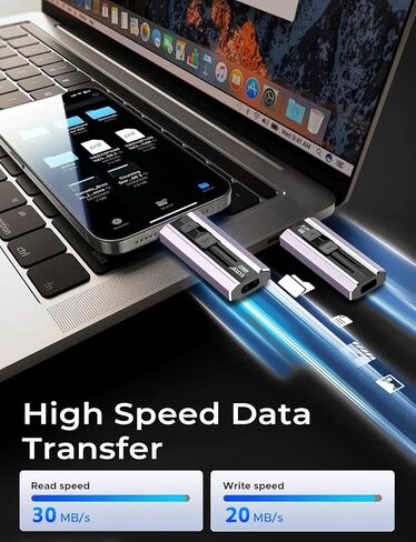 EATOP 256GB Dual Interface Flash Drive, No App Required, Portable USB Storage Memory Stick for iPhone, iPad, Android, PC & Mac – Easily Stores Photos, Videos & Files (Lavender Purple) in Saudi Arabia
