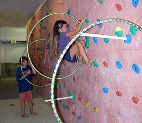 Atomik Rock Climbing Holds Bolt-On Hula Hoop Holder in Blue for Vertical Obstacle Courses in Saudi Arabia