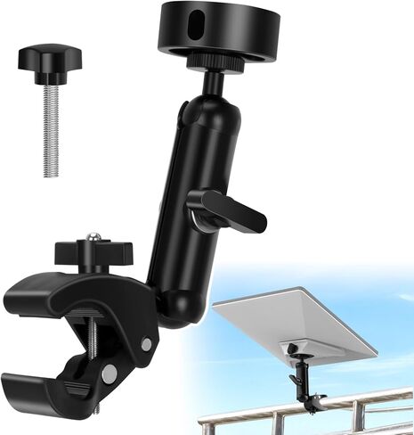 Starlink Mini Clamp Mount، 2 في 1 حامل المشبك عالي التحمل لقارب RV، مشبك عمود عالمي متوافق مع محول أنابيب Starlink Mini 2024-2026 لرف السقف / اليخت / العربة / الشرفة in Kuwait
