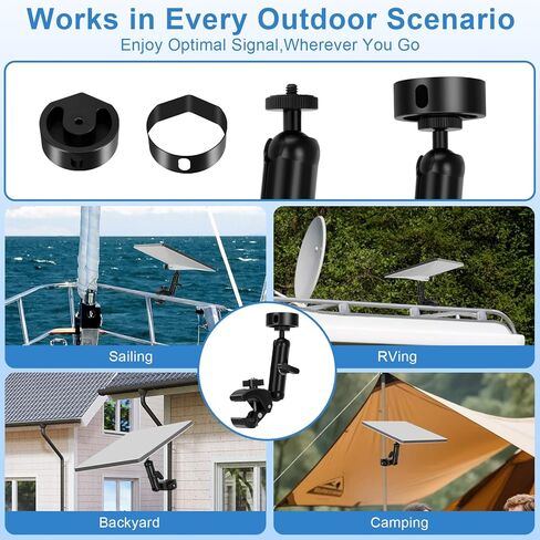 Starlink Mini Clamp Mount، 2 في 1 حامل المشبك عالي التحمل لقارب RV، مشبك عمود عالمي متوافق مع محول أنابيب Starlink Mini 2024-2026 لرف السقف / اليخت / العربة / الشرفة in Kuwait