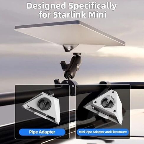 Starlink Mini Clamp Mount، 2 في 1 حامل المشبك عالي التحمل لقارب RV، مشبك عمود عالمي متوافق مع محول أنابيب Starlink Mini 2024-2026 لرف السقف / اليخت / العربة / الشرفة in Kuwait