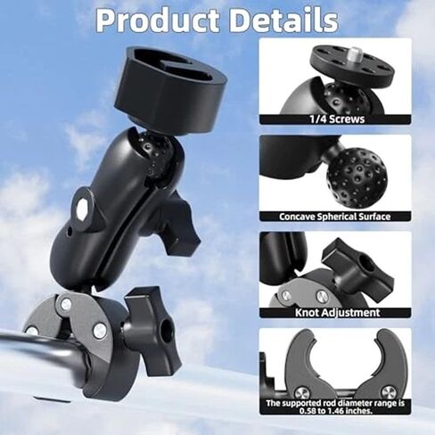 Starlink Mini Clamp Mount، 2 في 1 حامل المشبك عالي التحمل لقارب RV، مشبك عمود عالمي متوافق مع محول أنابيب Starlink Mini 2024-2026 لرف السقف / اليخت / العربة / الشرفة in Kuwait
