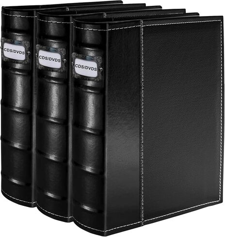 PU Leather CD/DVD Storage Binder with Zipper - 3 Pack | Holds 168 Discs + 84 Booklet Pockets + 168 Tag Slots, for Blu-ray/Music CDs/Audio Disks, Portable Organizer in Kuwait