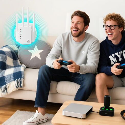 WiFi Extender，WiFi Extenders Signal Booster - WiFi Repeater with 12880 Sq.ft Coverage 105 Devices，with 1200Mbps Dual - Band 2.4G&5G，1-Tap Setup，Supports Ethernet Port,Faster Speed in Saudi Arabia