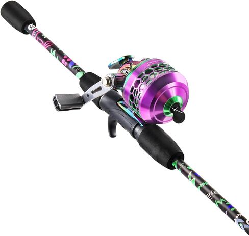 Sougayilang Spincast Fishing Rod Reel Combo, 5.9ft 2 Pieces Medium Power Fiberglass Composite Casting Rod with Smooth Strong Spincast Reel for Bass, Trout, Crappie, Catfish Freshwater in Saudi Arabia