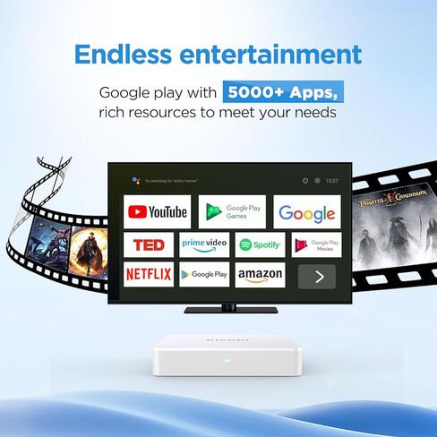 KP1 Android TV Box 12.0 جهاز بث 4K معتمد من Google مع بحث صوتي، ذاكرة الوصول العشوائي 2 جيجا، 32 جيجا ذاكرة الوصول العشوائي، صوت دولبي، بلوتوث 5.0 كروم كاست مدمج، تحكم ذكي بالمنزل (أبيض) in Kuwait