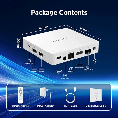 KP1 Android TV Box 12.0 جهاز بث 4K معتمد من Google مع بحث صوتي، ذاكرة الوصول العشوائي 2 جيجا، 32 جيجا ذاكرة الوصول العشوائي، صوت دولبي، بلوتوث 5.0 كروم كاست مدمج، تحكم ذكي بالمنزل (أبيض) in Kuwait
