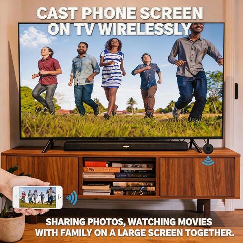 【Plug and Play】 Wireless HDMI Display Adapter Screen Mirroring Dongle Supports AirPlay Miracast DLNA for iPhone Android Windows Mac Stream Video Audio Photos to TV Monitor Projector No App Required in Saudi Arabia