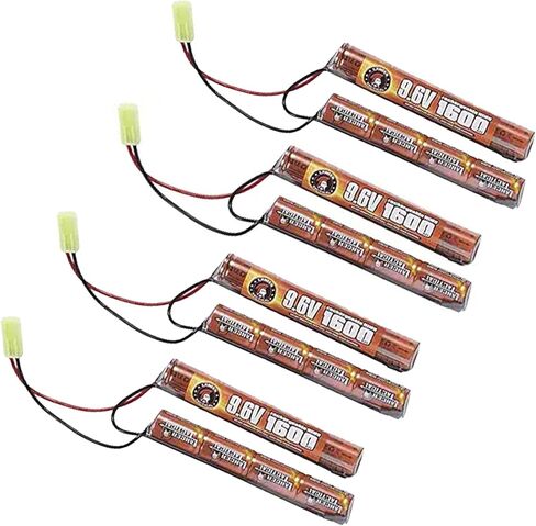 Lancer Tactical Nimh Airsoft Battery Bulk Compatible with AEG Airsoft Gun (9.6V, 1600 mAh Nunchuck)- 4 Pack in Saudi Arabia