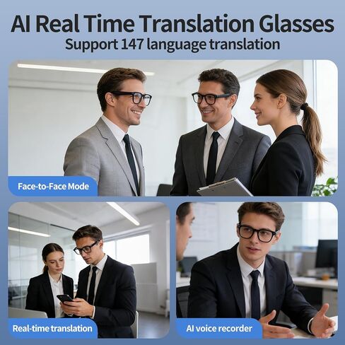 AI Smart Glasses with 4K Camera, 8MPW Anti-Shake Bluetooth Camera Glasses for Women Men, 1080P Video Recording Dual Mic Noise Reduction, Real Time Translation, Voice Assistant for Travel (3 lenses) in Saudi Arabia
