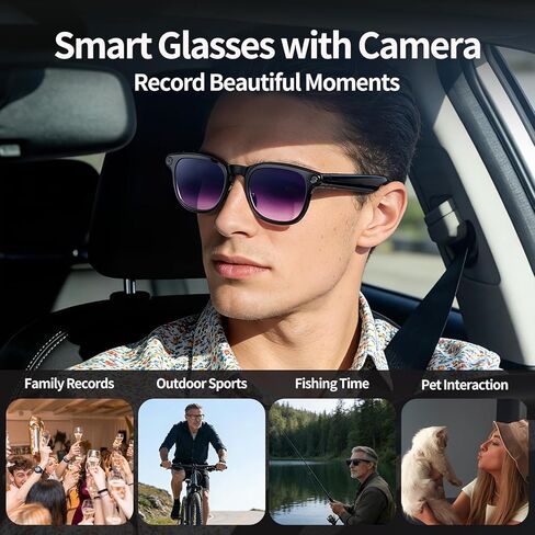 AI Smart Glasses with 4K Camera, 8MPW Anti-Shake Bluetooth Camera Glasses for Women Men, 1080P Video Recording Dual Mic Noise Reduction, Real Time Translation, Voice Assistant for Travel (3 lenses) in Saudi Arabia