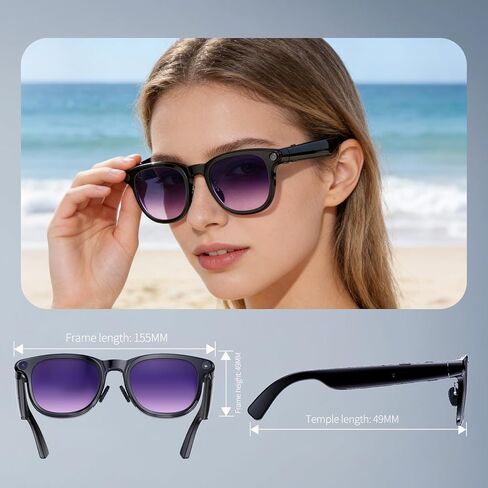 AI Smart Glasses with 4K Camera, 8MPW Anti-Shake Bluetooth Camera Glasses for Women Men, 1080P Video Recording Dual Mic Noise Reduction, Real Time Translation, Voice Assistant for Travel (3 lenses) in Saudi Arabia