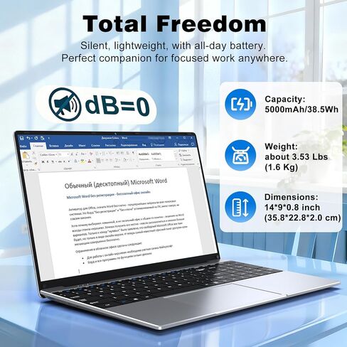 2026 New Laptop Computer, 15.6 Inch Window 11 Pro Lap Top PC 16GB RAM 256GB SSD, Core M3(Beat N4000), 2-Year Warranty, Office 365, FHD 1920 * 1080, 180°Open, UHD Graphics, Full-Size Keyboard in Kuwait