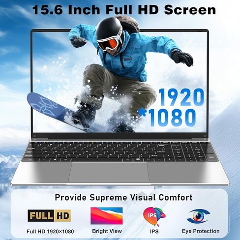2026 New Laptop Computer, 15.6 Inch Window 11 Pro Lap Top PC 16GB RAM 256GB SSD, Core M3(Beat N4000), 2-Year Warranty, Office 365, FHD 1920 * 1080, 180°Open, UHD Graphics, Full-Size Keyboard in Kuwait