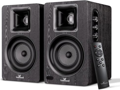 LARKSOUND Active Bookshelf Speakers for Turntable, Powered PC Desktop & TV Audio, Aluminum Horn Tweeter, 4" Woven Glass Fiber Woofer, Built-in Amp, BT/Opt/ARC/AUX/USB, Black in Saudi Arabia