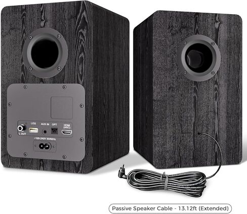 LARKSOUND Active Bookshelf Speakers for Turntable, Powered PC Desktop & TV Audio, Aluminum Horn Tweeter, 4" Woven Glass Fiber Woofer, Built-in Amp, BT/Opt/ARC/AUX/USB, Black in Saudi Arabia