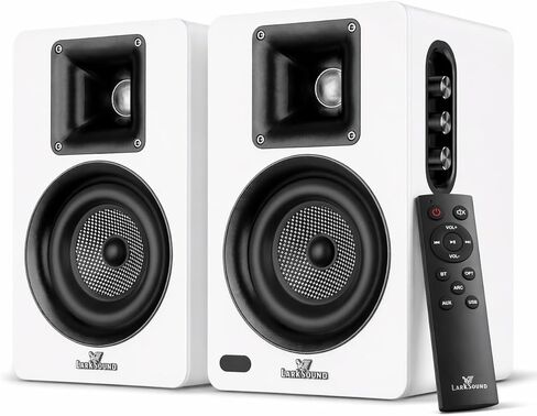 مكبرات صوت نشطة على رف الكتب من LARKSOUND للقرص الدوار، وصوت سطح المكتب والتلفزيون، ومكبر صوت من الألومنيوم، ومكبر صوت من الألياف الزجاجية المنسوجة مقاس 4 بوصات، ومضخم صوت مدمج، BT/Opt/ARC/AUX/USB، أسود in Kuwait