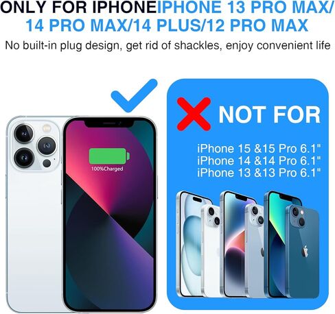 حافظة بطارية BOPPS لهاتف iPhone 13 Pro Max/14 Pro Max/14 Plus[جديد 2026] حافظة شاحن محمولة نحيفة بقدرة 8000 مللي أمبير في الساعة حماية 360 درجة قابلة لإعادة الشحن لهاتف iPhone 13 Pro Max، 14 Pro Max أسود in Kuwait