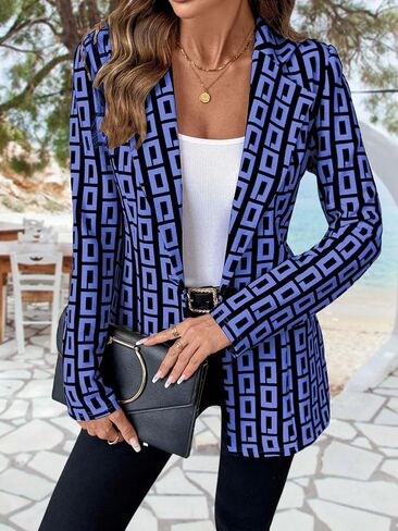 Women's Casual Long Sleeve Graphic Colorful Blazer Work Suit Jackets in Saudi Arabia