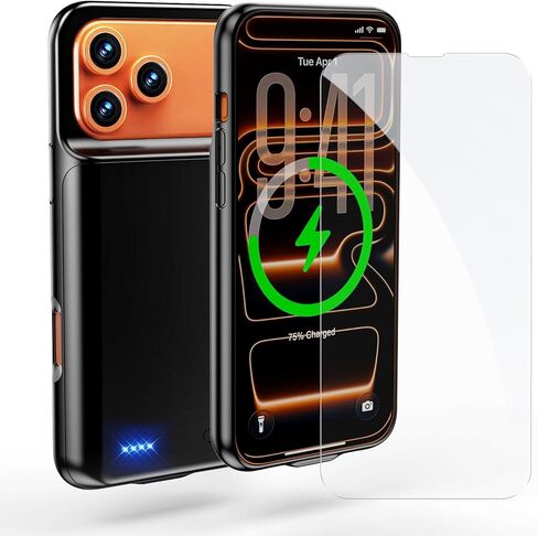 Battery Case for iPhone 17 Pro Max (6.9 inch), 2026 Upgraded High Capacity 13800mAh Battery Pack Rechargeable Charger External Charging Case with Tempered Glass Screen Protector Black in Saudi Arabia