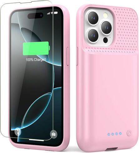 حافظة بطارية لهاتف iPhone 16 Pro، حافظة شحن محمولة مطورة بقدرة 7500 مللي أمبير في الساعة، حزمة بطارية قوية ممتدة وخفيفة الوزن للغاية لهاتف iPhone 16 Pro (6.3 بوصة) - أسود in Kuwait