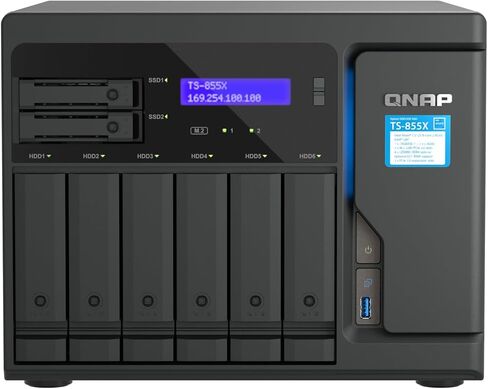 QNAP TS-855X-8G-US 8 Bay عالي الأداء 8-core 10GbE NAS لنشر تخزين البنية التحتية الهجينة وتطبيقات المحاكاة الافتراضية عالية السرعة (بدون أقراص) in Saudi Arabia