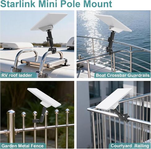 حامل Starlink Mini لإصدار 2025/2026، محول دائري من سبائك الألومنيوم قابل للتعديل بزاوية 360 درجة، متوافق مع RV |قارب |عمود |عصا |قضيب |أنبوب |رف سقف |رف | درابزين | المقود in Kuwait