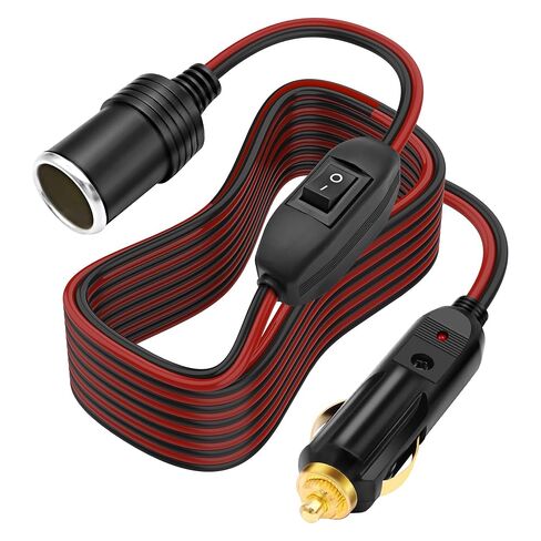 XMSJSIY Cigarette Lighter Extension Cord 14AWG 12V-24V Car Cigarette Lighter Male to Female Socket with ON/Off Switch Heavy Duty Extension Lead Power Cable for RV Truck Tire Inflators - 3M / 9.84FT in Saudi Arabia
