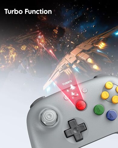 8Bitdo 64 Bluetooth Controller for Analogue 3D, Switch, Switch 2, Windows, Android – Hall Effect Joystick, Vibration, Turbo Function – Gray in Saudi Arabia