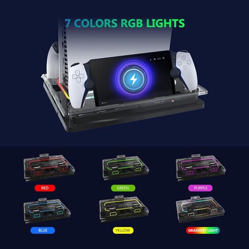 Cooling Station And Console Stand for Ps5/Ps5 Slim /Pro,Dual Controller Charging Dock with Rgb for Playstation 5,with PS Portal Charger,Headset & Holder Charging Ports (White) in Saudi Arabia