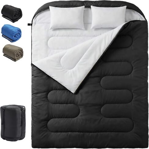 OLIXIS Double Sleeping Bag for Adults with Pillow, Lightweight Portable Large Sleeping Bag for 2 Person, Cold Weather & Warm Sleep Bag for 3 Seasons Backpacking, Camping, Hiking, Outdoor Adventure in Saudi Arabia