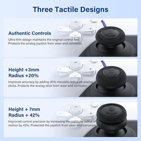 NEWDERY Thumb Grips for PS4/PS5 Controller, 3 Height Options (Low/Mid/High) for Precision & Control, Anti-Slip Silicone Joystick Caps for PlayStation 5/4 Controller, 12-Pack (6 Pairs) in Saudi Arabia